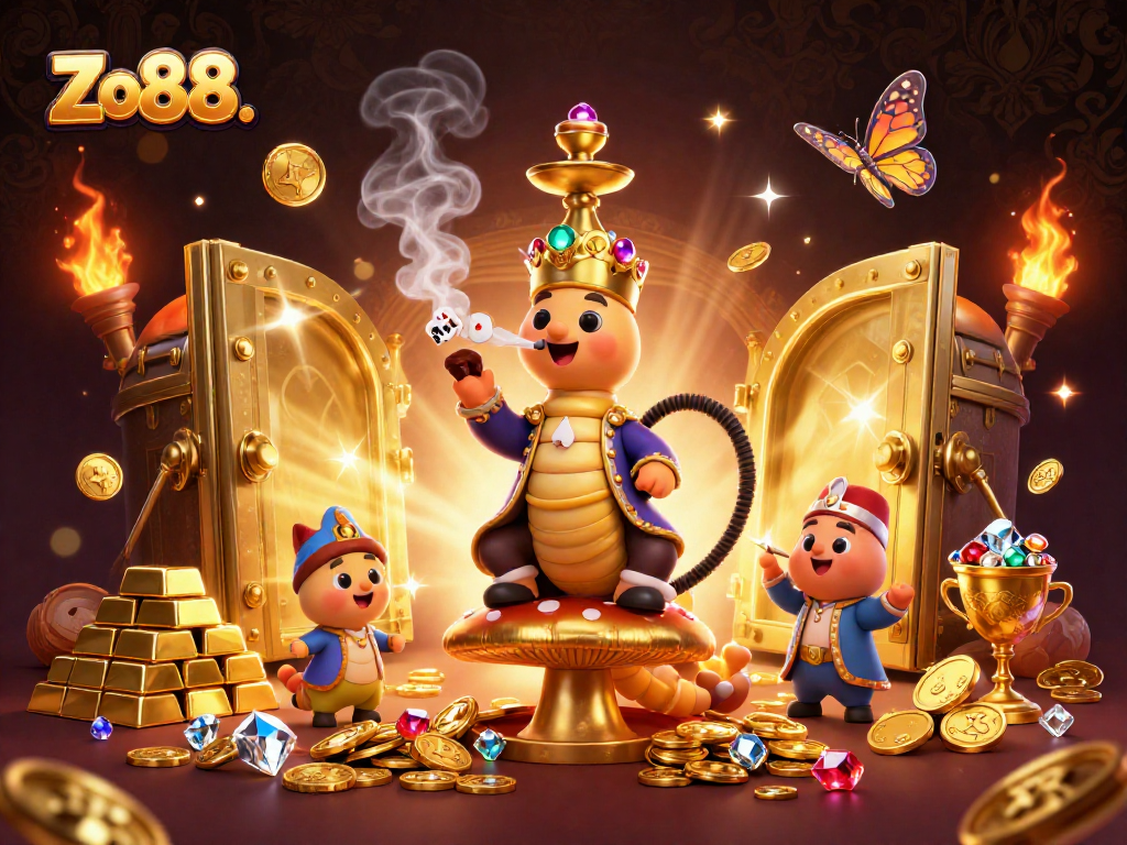 Experience the fun of Zo88. with a vibrant 3D caterpillar master and treasure-rich casino elements.